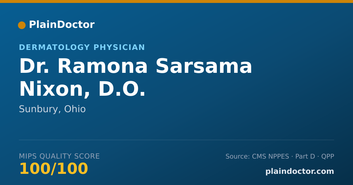 Shareable card for Ramona Sarsama Nixon, D.O. - Dermatology Physician, Sunbury, OH