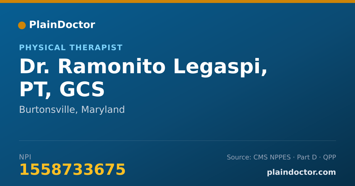 Shareable card for Ramonito Legaspi, PT, GCS - Physical Therapist, Burtonsville, MD