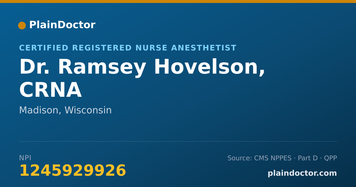 Shareable card for Ramsey Hovelson, CRNA - Certified Registered Nurse Anesthetist, Madison, WI