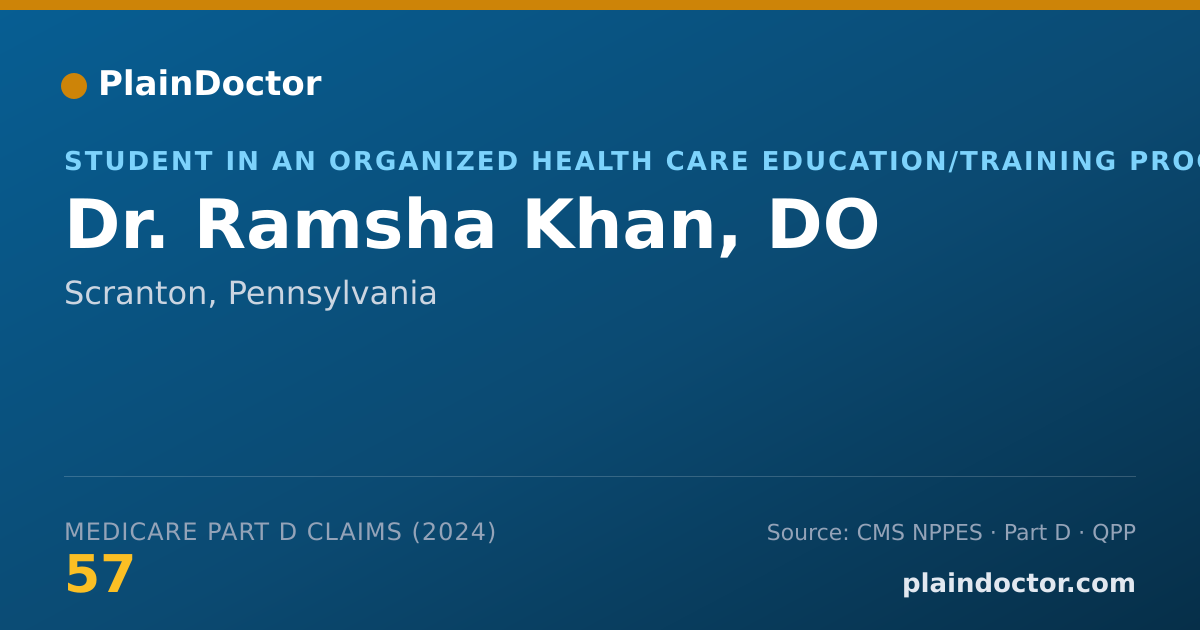 Shareable card for Ramsha Khan, DO - Student in an Organized Health Care Education/Training Program, Scranton, PA