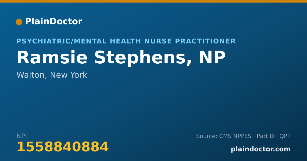 Shareable card for Ramsie Stephens, NP - Psychiatric/Mental Health Nurse Practitioner, Walton, NY