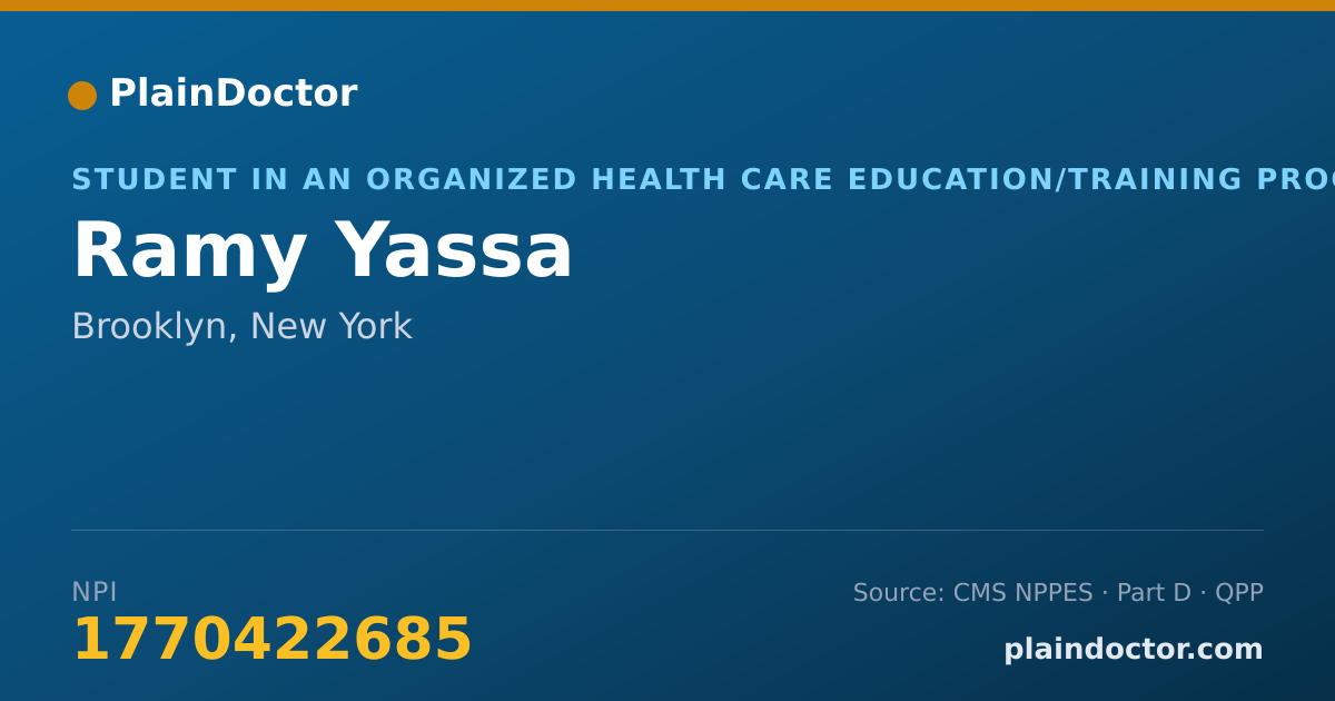 Shareable card for Ramy Yassa - Student in an Organized Health Care Education/Training Program, Brooklyn, NY