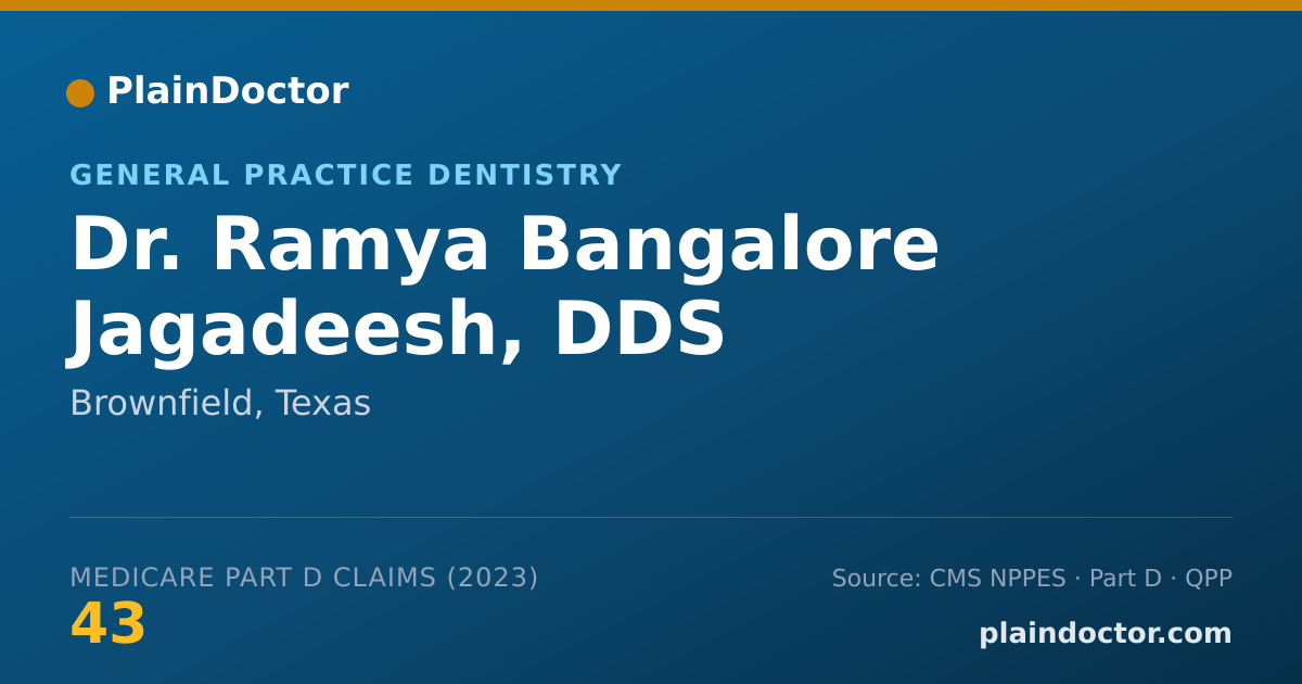 Shareable card for Ramya Bangalore Jagadeesh, DDS - General Practice Dentistry, Brownfield, TX