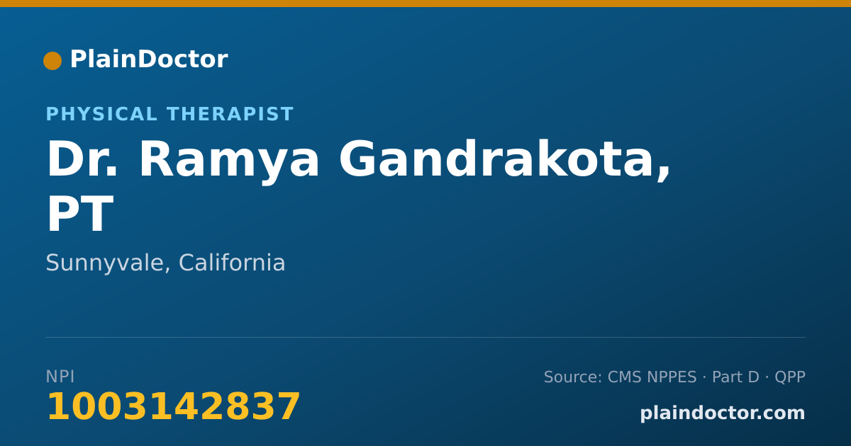 Shareable card for Ramya Gandrakota, PT - Physical Therapist, Sunnyvale, CA
