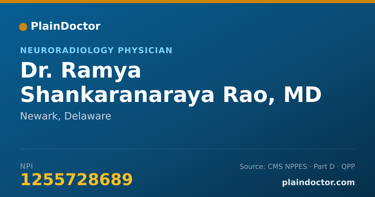 Shareable card for Ramya Shankaranaraya Rao, MD - Neuroradiology Physician, Newark, DE