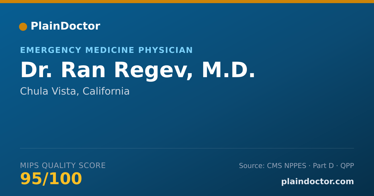 Shareable card for Ran Regev, M.D. - Emergency Medicine Physician, Chula Vista, CA