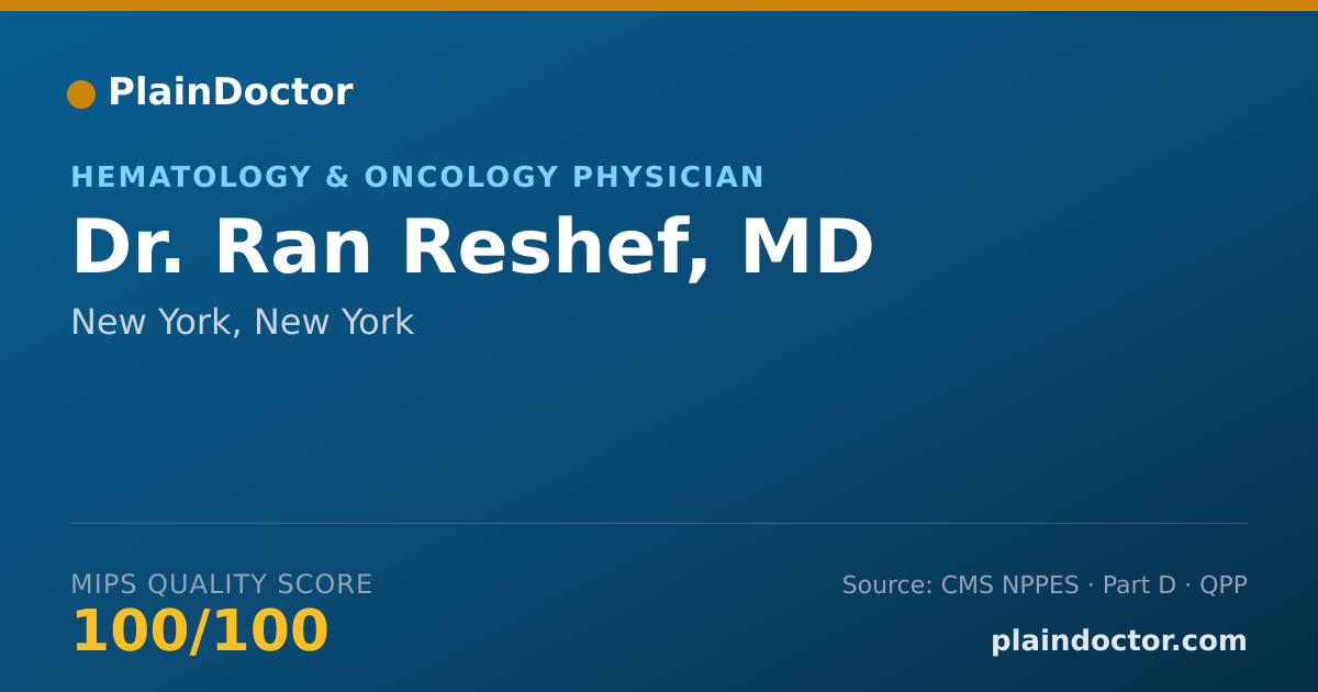 Shareable card for Ran Reshef, MD - Hematology & Oncology Physician, New York, NY