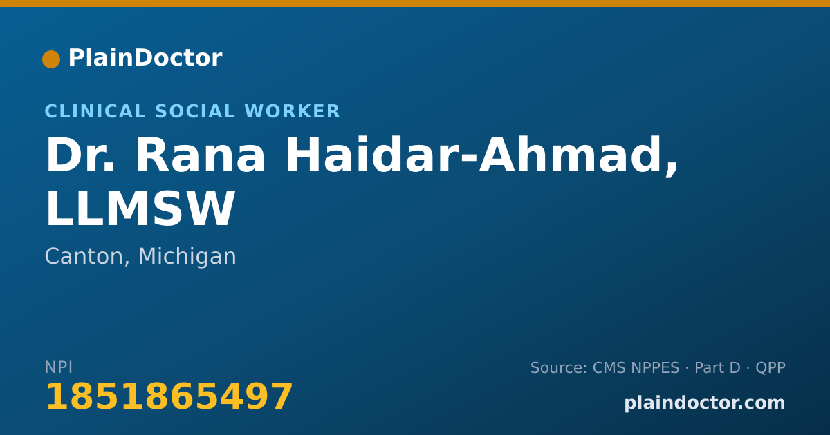 Shareable card for Rana Haidar-Ahmad, LLMSW - Clinical Social Worker, Canton, MI