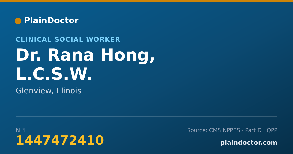 Shareable card for Rana Hong, L.C.S.W. - Clinical Social Worker, Glenview, IL