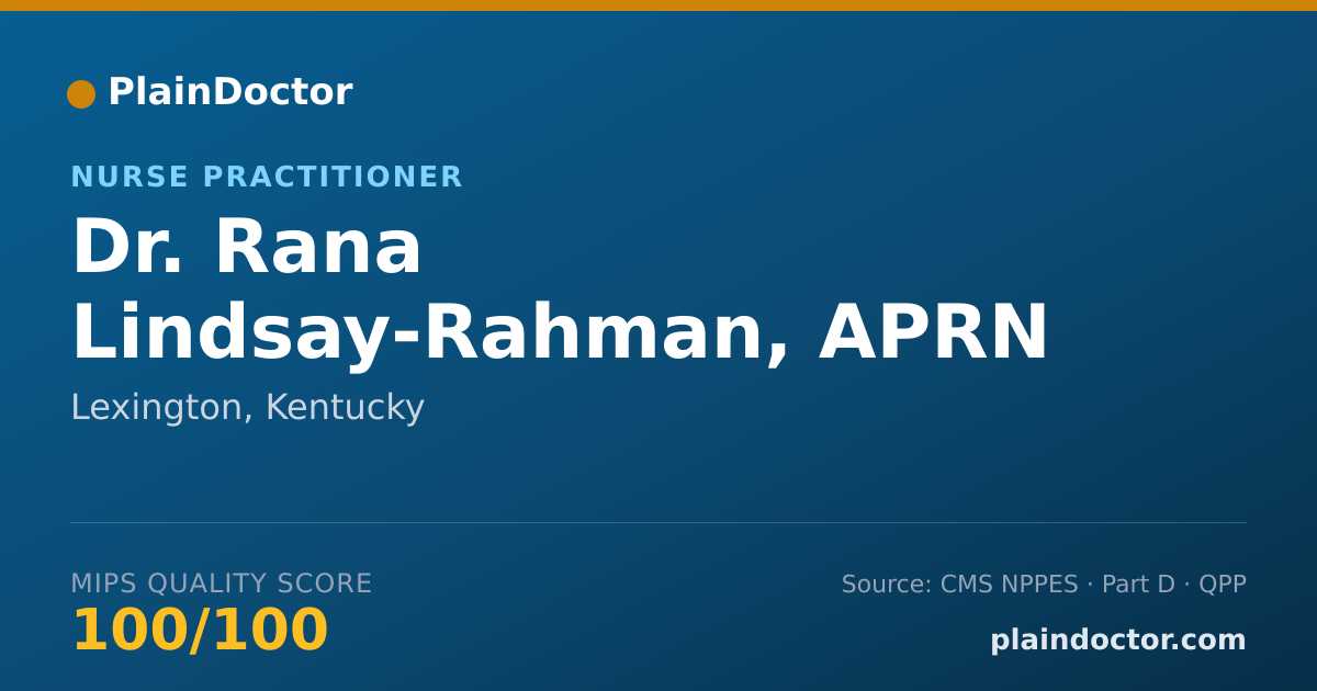 Shareable card for Rana Lindsay-Rahman, APRN - Nurse Practitioner, Lexington, KY