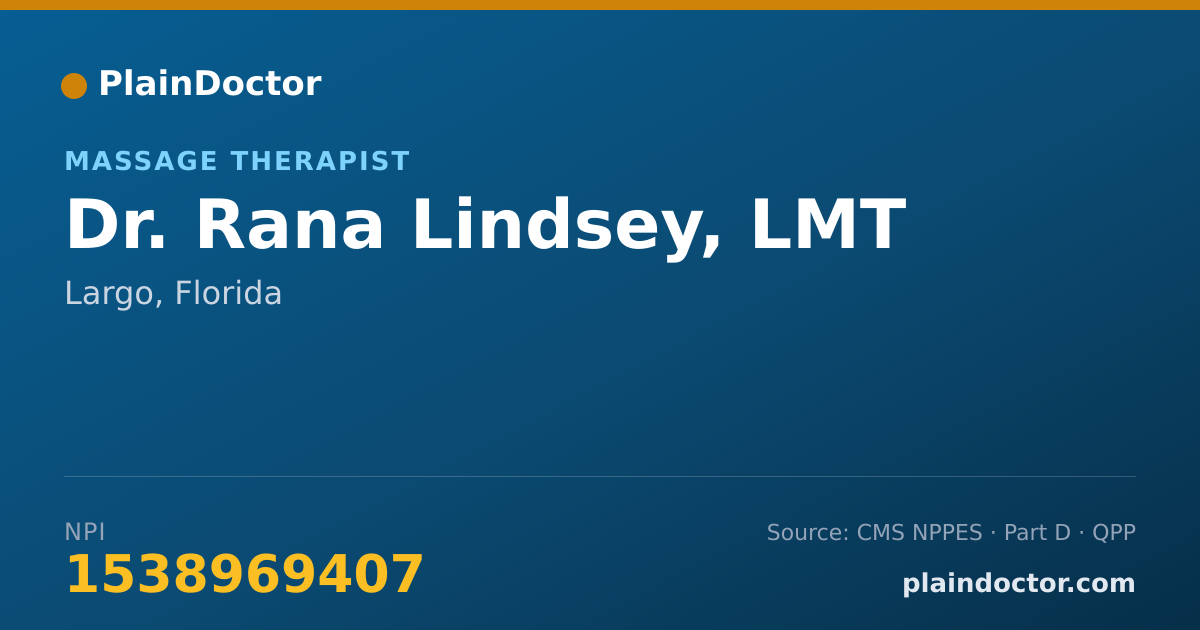 Shareable card for Rana Lindsey, LMT - Massage Therapist, Largo, FL
