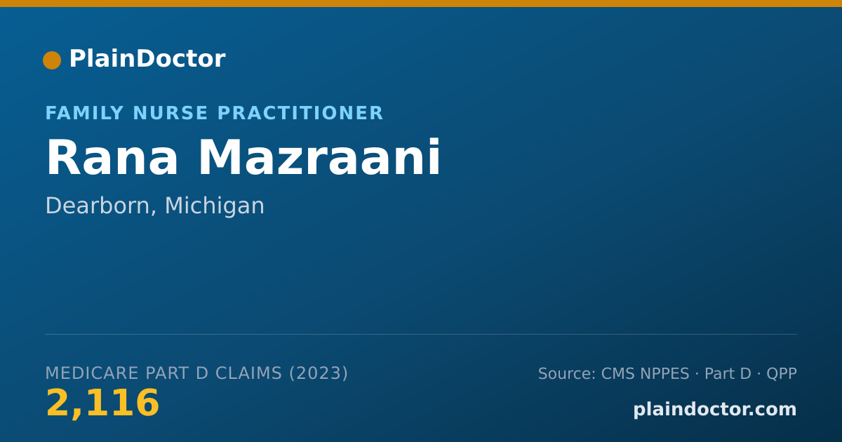 Shareable card for Rana Mazraani - Family Nurse Practitioner, Dearborn, MI