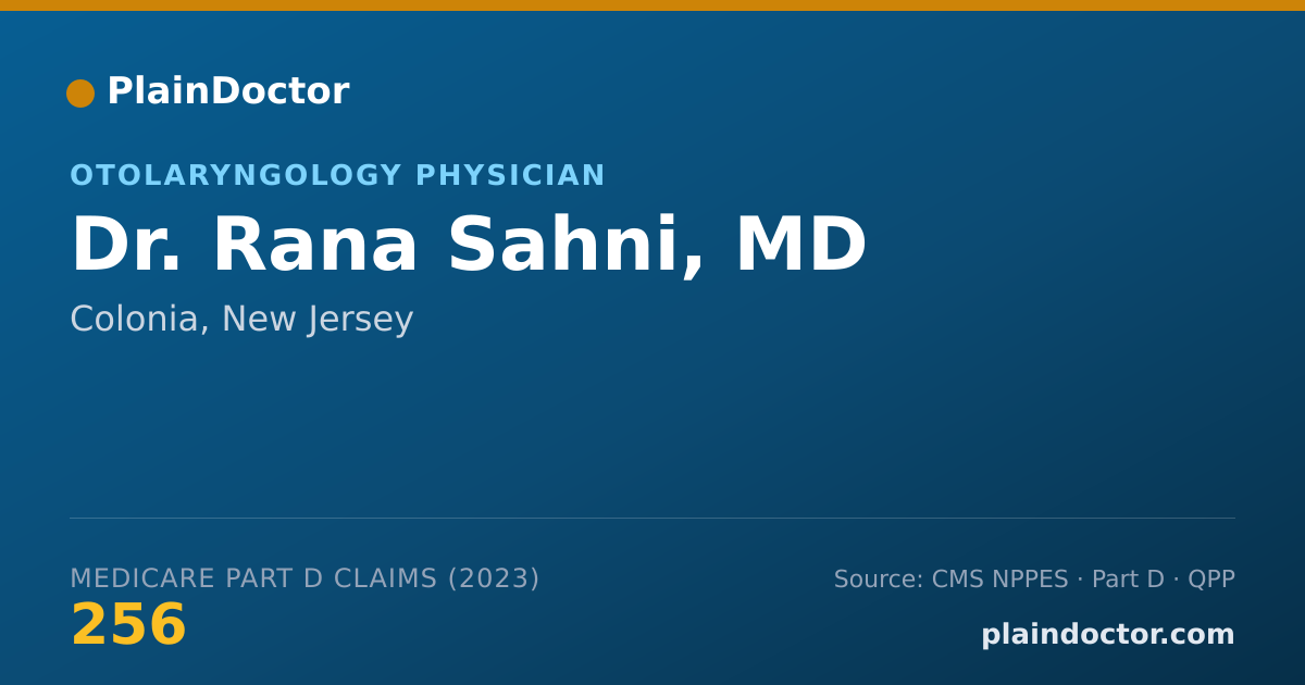 Shareable card for Rana Sahni, MD - Otolaryngology Physician, Colonia, NJ