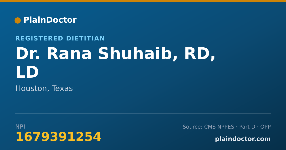 Shareable card for Rana Shuhaib, RD, LD - Registered Dietitian, Houston, TX