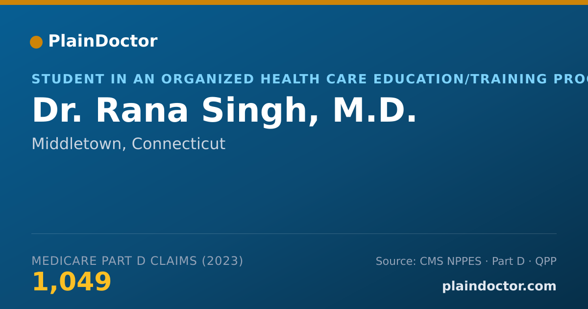 Shareable card for Rana Singh, M.D. - Student in an Organized Health Care Education/Training Program, Middletown, CT