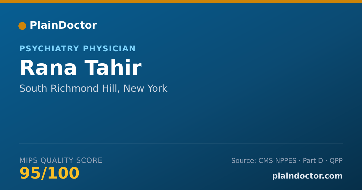 Shareable card for Rana Tahir - Psychiatry Physician, South Richmond Hill, NY