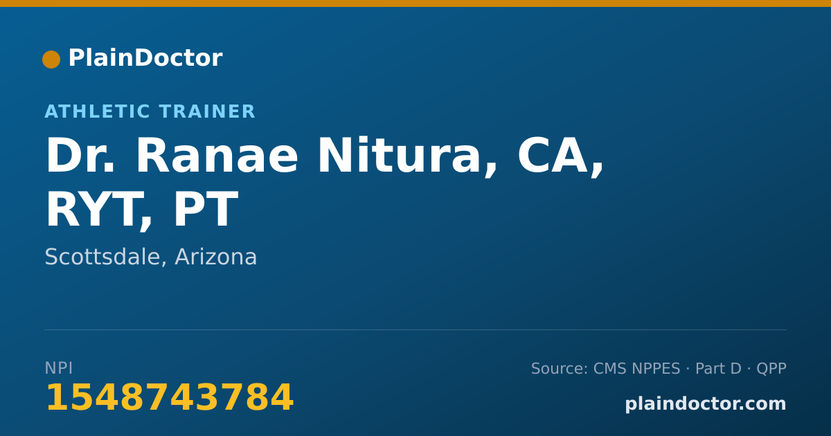 Shareable card for Ranae Nitura, CA, RYT, PT - Athletic Trainer, Scottsdale, AZ