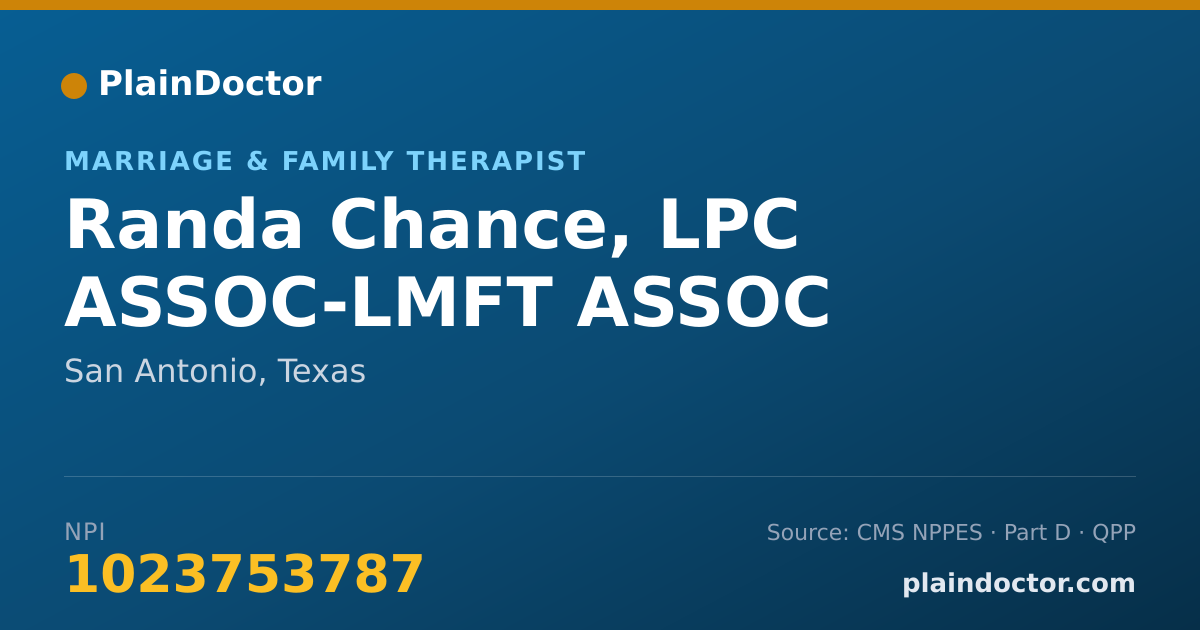 Shareable card for Randa Chance, LPC ASSOC-LMFT ASSOC - Marriage & Family Therapist, San Antonio, TX