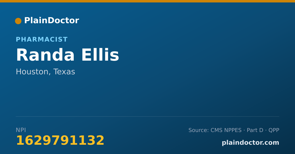 Shareable card for Randa Ellis - Pharmacist, Houston, TX