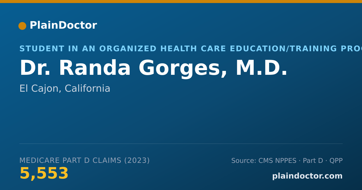 Shareable card for Randa Gorges, M.D. - Student in an Organized Health Care Education/Training Program, El Cajon, CA