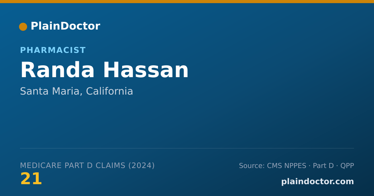 Shareable card for Randa Hassan - Pharmacist, Santa Maria, CA
