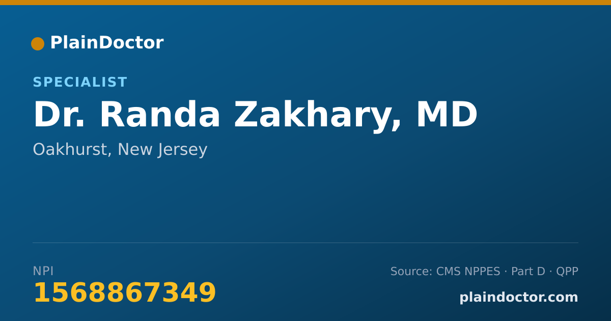 Shareable card for Randa Zakhary, MD - Specialist, Oakhurst, NJ