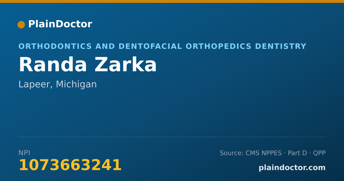 Shareable card for Randa Zarka - Orthodontics and Dentofacial Orthopedics Dentistry, Lapeer, MI