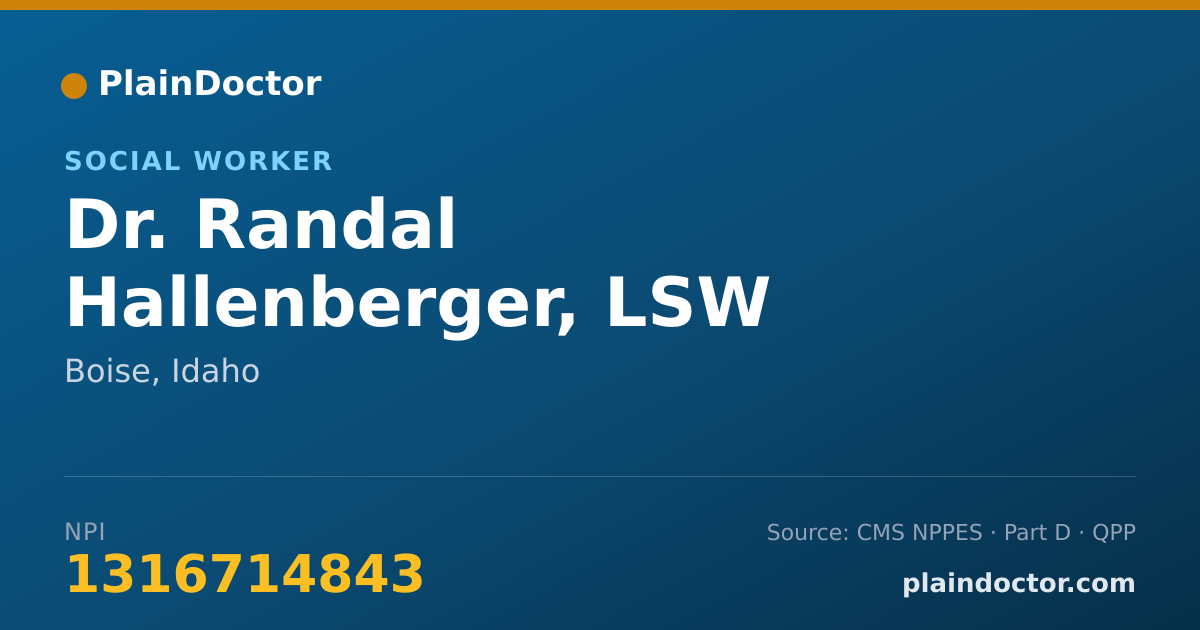 Shareable card for Randal Hallenberger, LSW - Social Worker, Boise, ID
