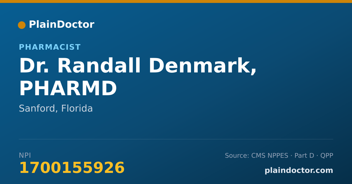 Shareable card for Randall Denmark, PHARMD - Pharmacist, Sanford, FL