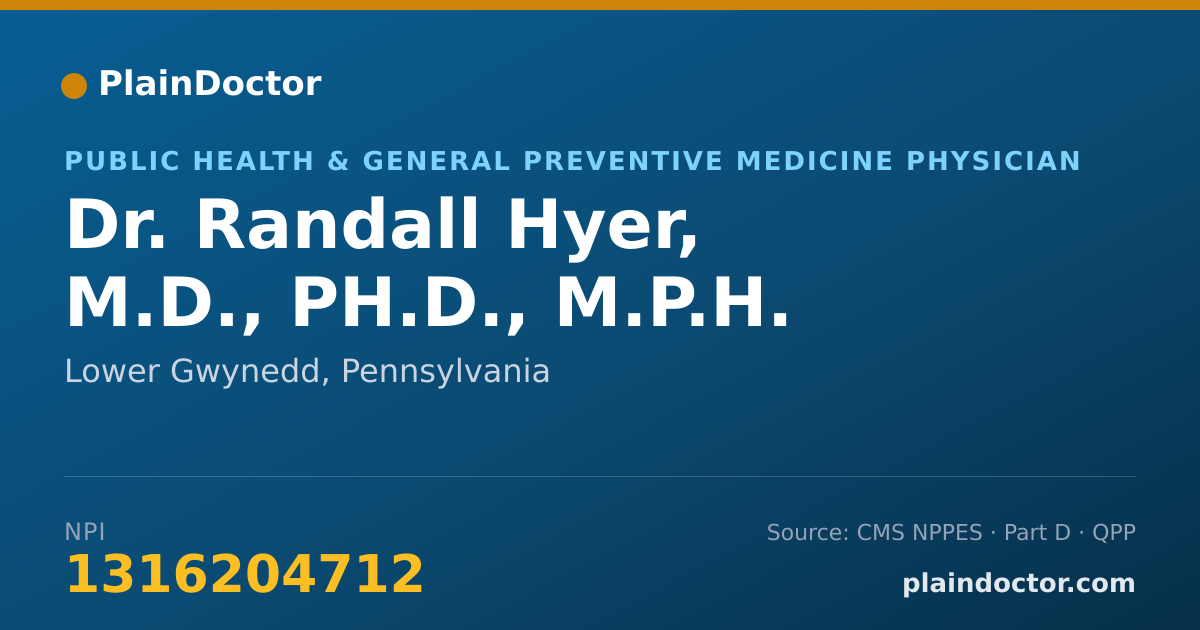 Shareable card for Randall Hyer, M.D., PH.D., M.P.H. - Public Health & General Preventive Medicine Physician, Lower Gwynedd, PA