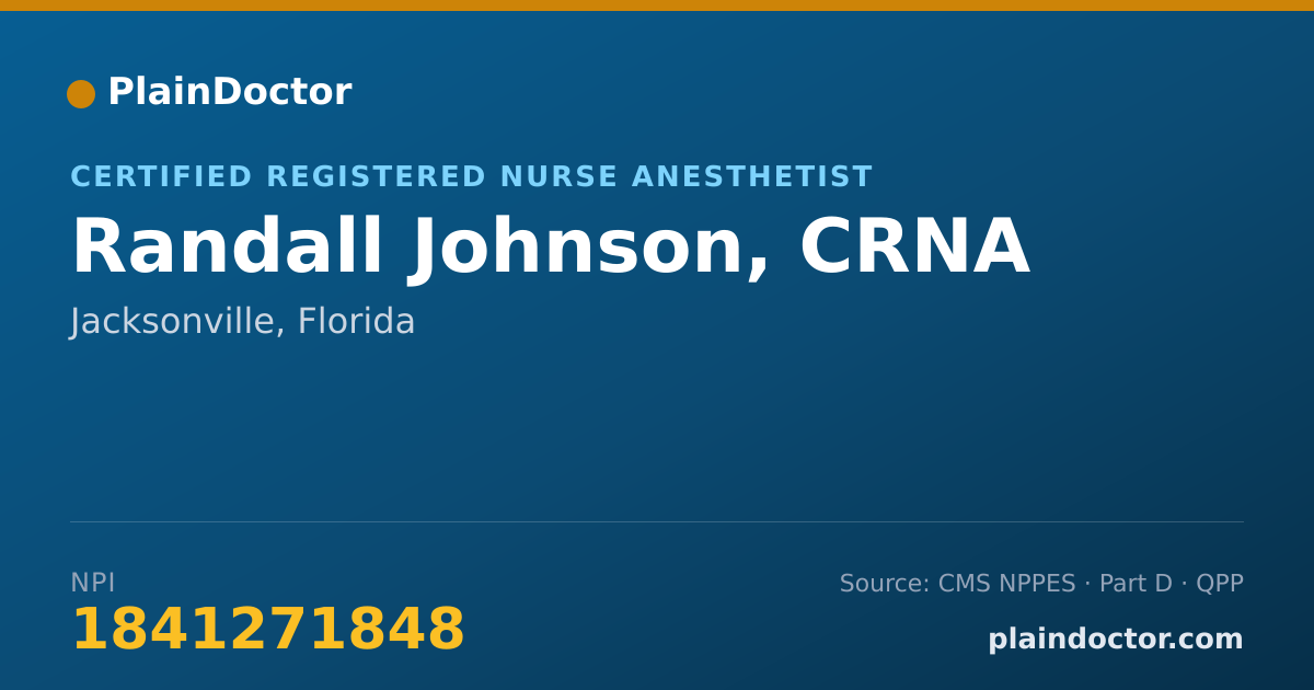 Shareable card for Randall Johnson, CRNA - Certified Registered Nurse Anesthetist, Jacksonville, FL