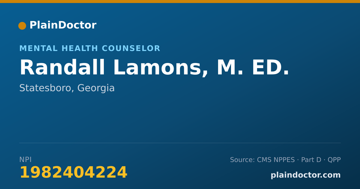 Shareable card for Randall Lamons, M. ED. - Mental Health Counselor, Statesboro, GA
