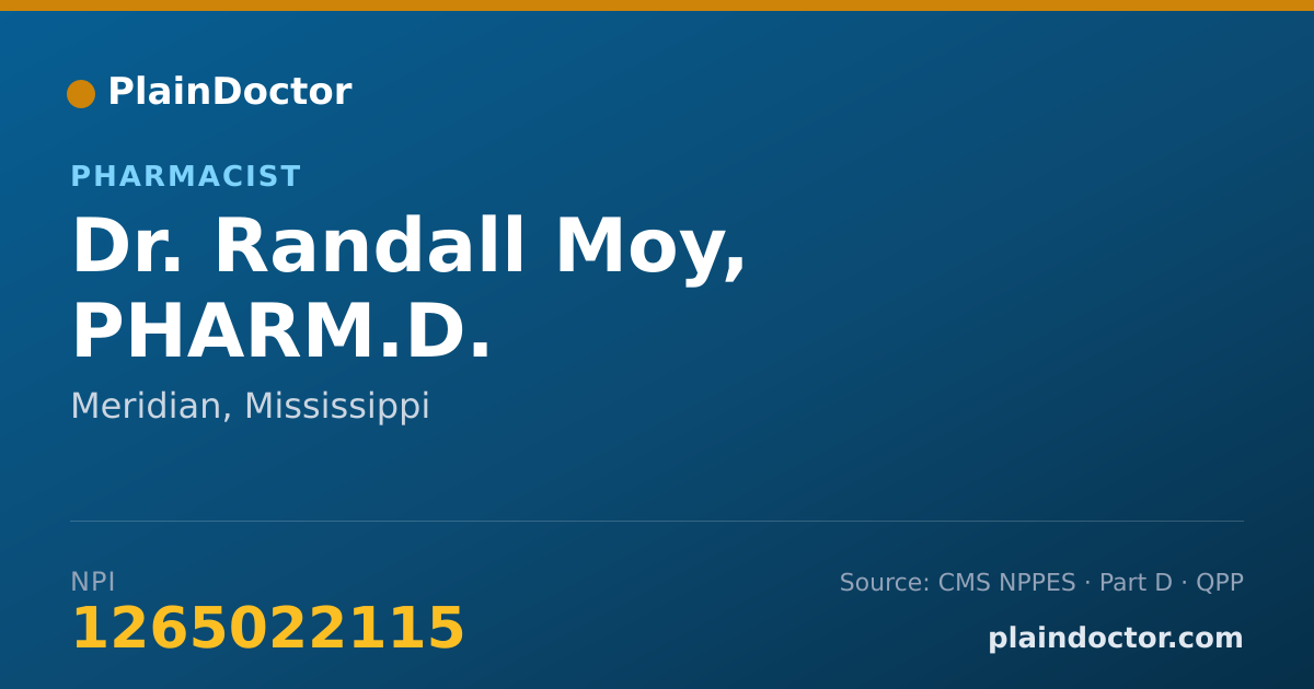 Shareable card for Randall Moy, PHARM.D. - Pharmacist, Meridian, MS