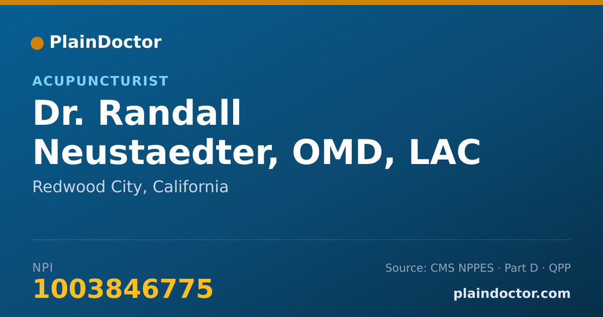 Shareable card for Randall Neustaedter, OMD, LAC - Acupuncturist, Redwood City, CA