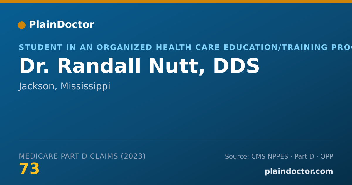 Shareable card for Randall Nutt, DDS - Student in an Organized Health Care Education/Training Program, Jackson, MS