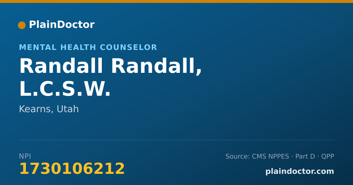 Shareable card for Randall Randall, L.C.S.W. - Mental Health Counselor, Kearns, UT