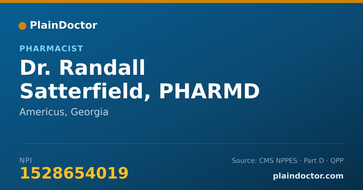 Shareable card for Randall Satterfield, PHARMD - Pharmacist, Americus, GA