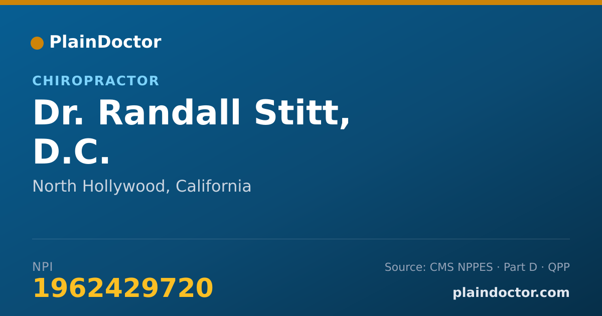 Shareable card for Randall Stitt, D.C. - Chiropractor, North Hollywood, CA
