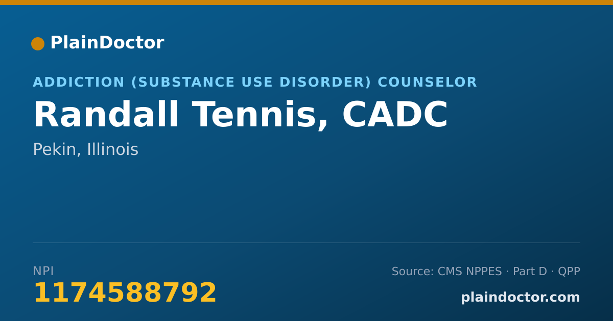 Shareable card for Randall Tennis, CADC - Addiction (Substance Use Disorder) Counselor, Pekin, IL
