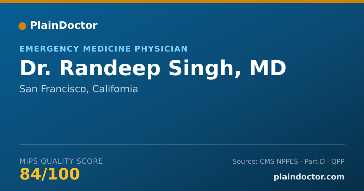 Shareable card for Randeep Singh, MD - Emergency Medicine Physician, San Francisco, CA