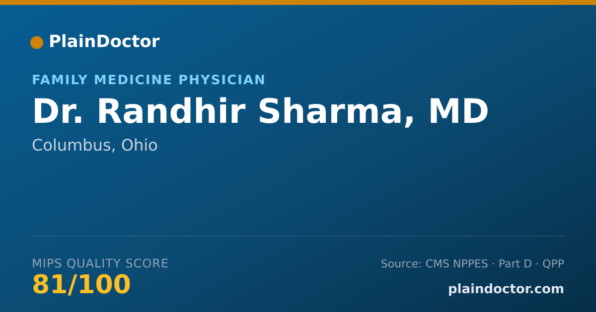 Shareable card for Randhir Sharma, MD - Family Medicine Physician, Columbus, OH