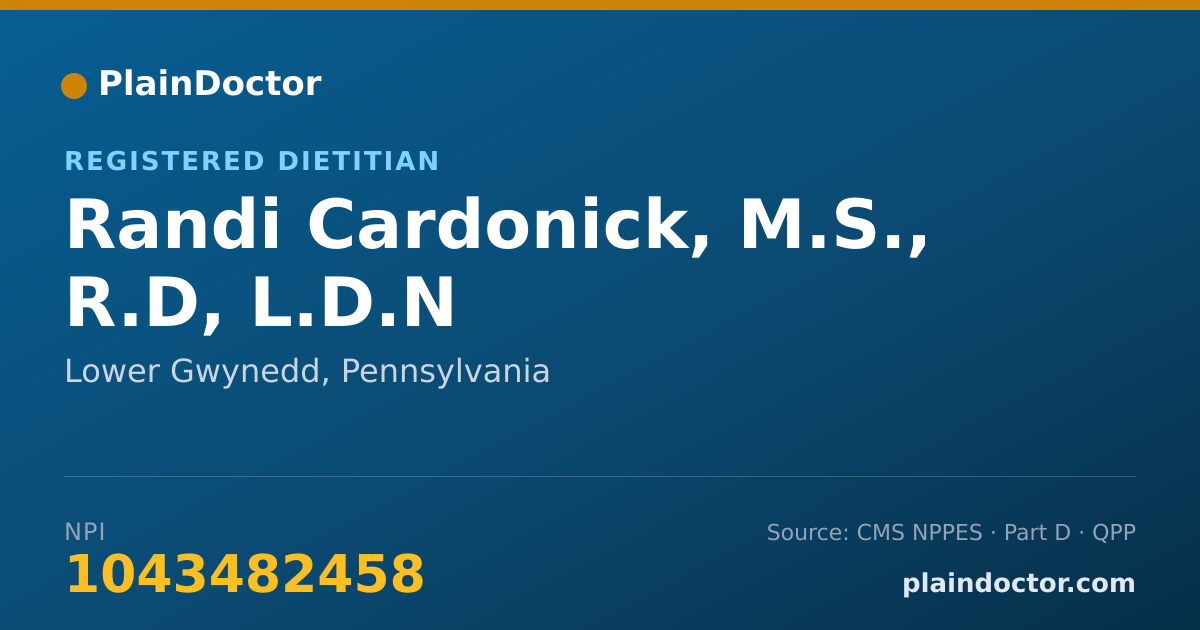 Shareable card for Randi Cardonick, M.S., R.D, L.D.N - Registered Dietitian, Lower Gwynedd, PA
