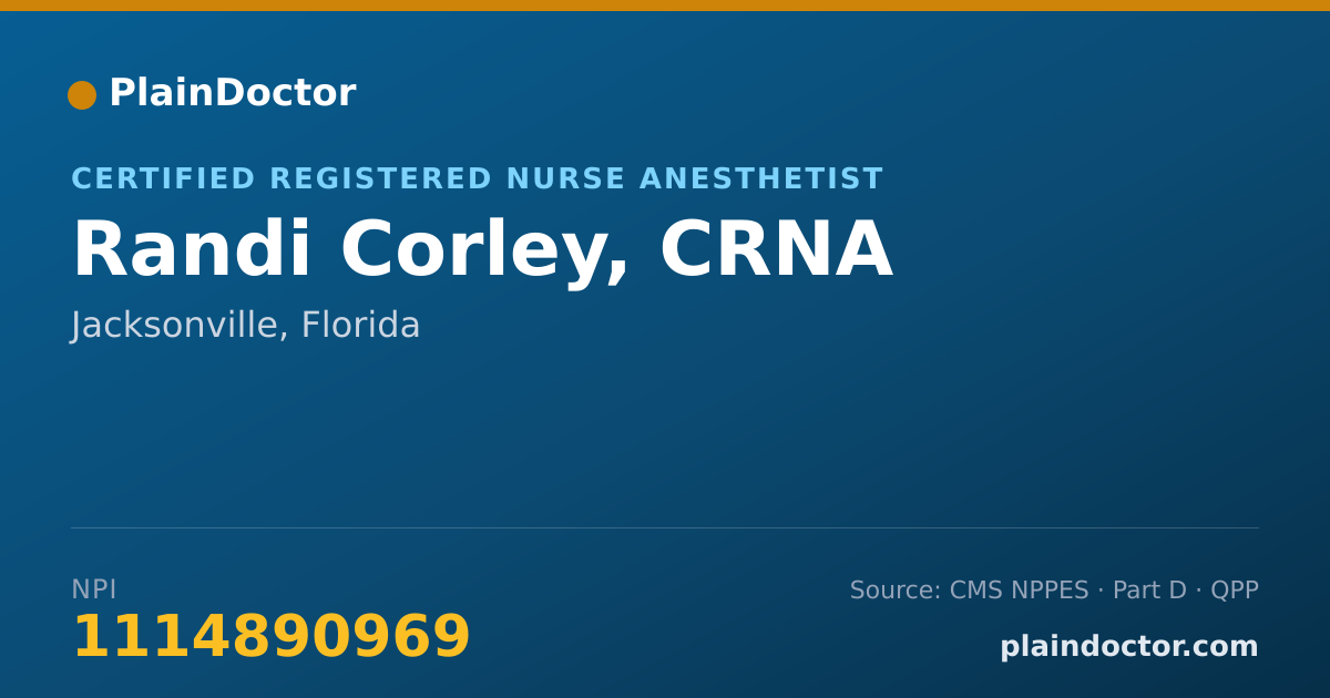 Shareable card for Randi Corley, CRNA - Certified Registered Nurse Anesthetist, Jacksonville, FL