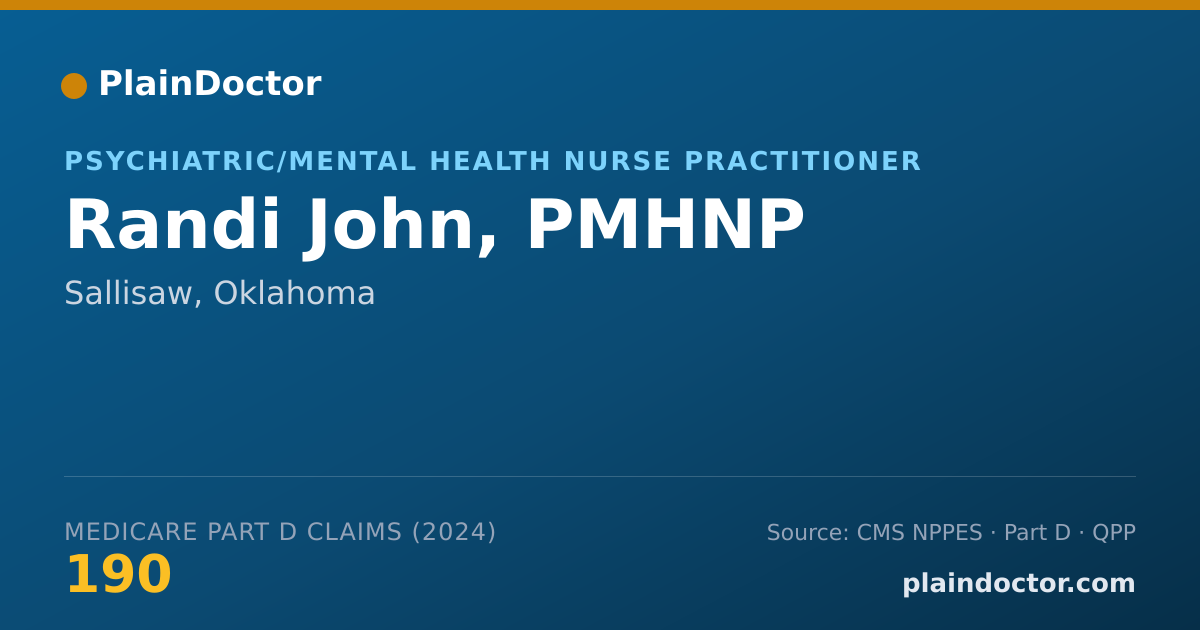 Shareable card for Randi John, PMHNP - Psychiatric/Mental Health Nurse Practitioner, Sallisaw, OK