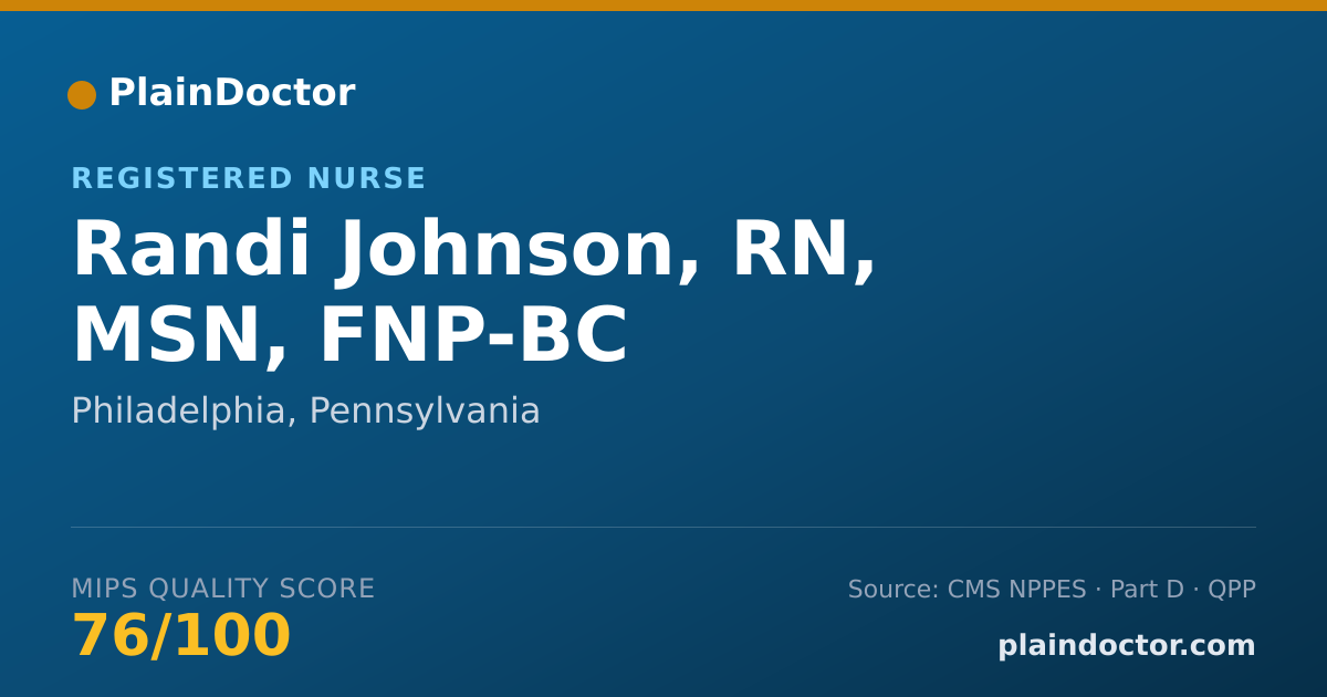 Shareable card for Randi Johnson, RN, MSN, FNP-BC - Registered Nurse, Philadelphia, PA