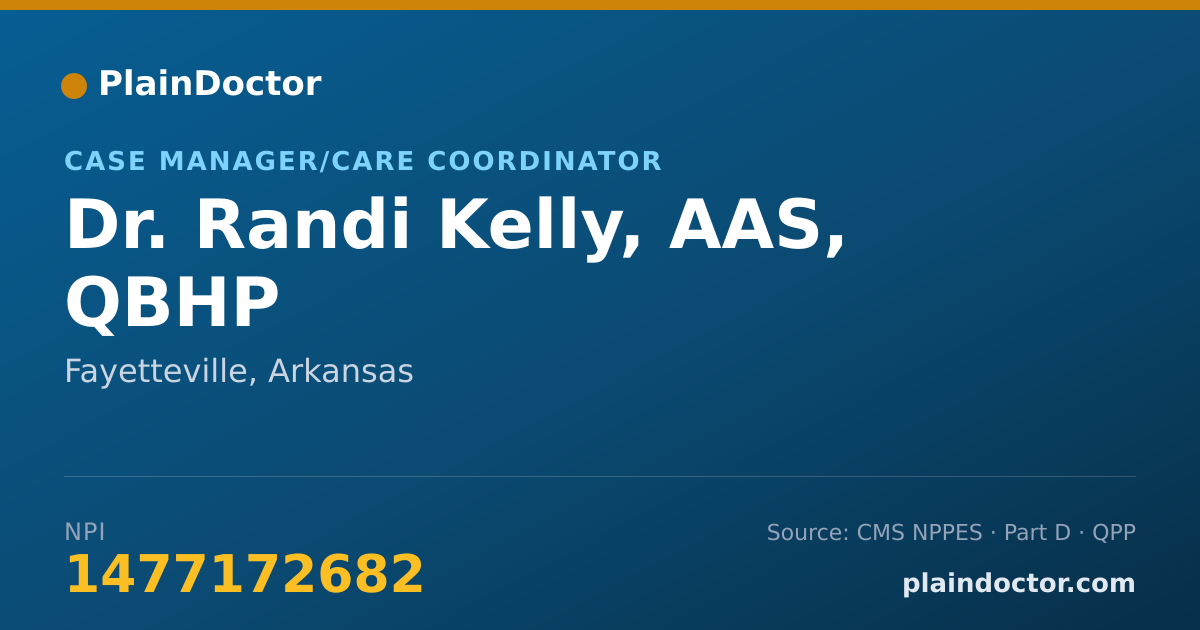 Shareable card for Randi Kelly, AAS, QBHP - Case Manager/Care Coordinator, Fayetteville, AR