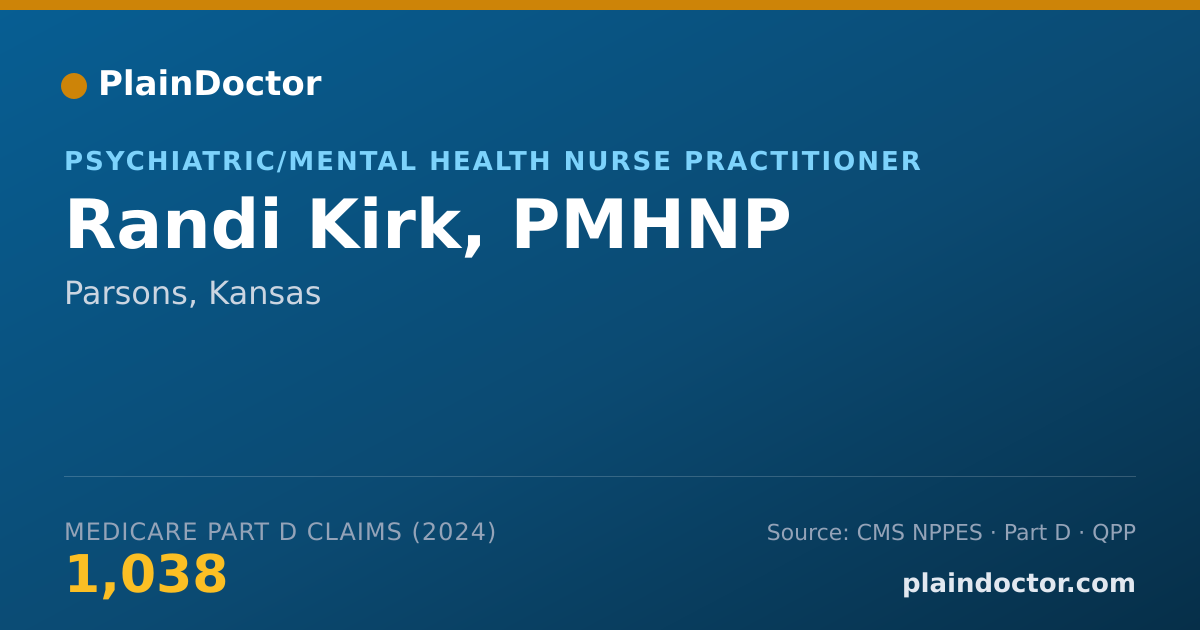 Shareable card for Randi Kirk, PMHNP - Psychiatric/Mental Health Nurse Practitioner, Parsons, KS