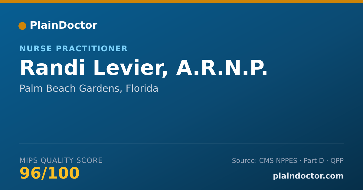 Shareable card for Randi Levier, A.R.N.P. - Nurse Practitioner, Palm Beach Gardens, FL