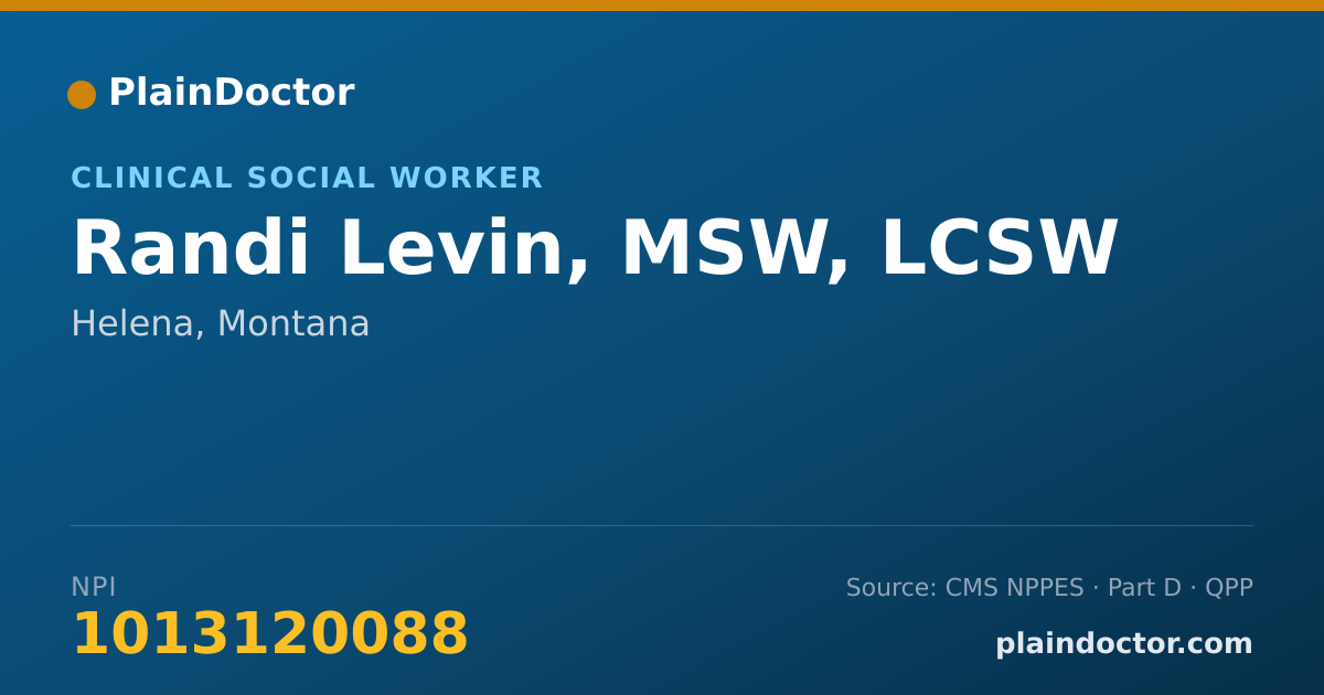 Shareable card for Randi Levin, MSW, LCSW - Clinical Social Worker, Helena, MT