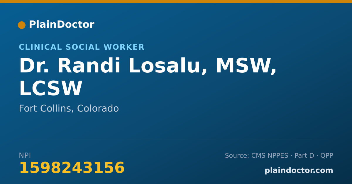 Shareable card for Randi Losalu, MSW, LCSW - Clinical Social Worker, Fort Collins, CO